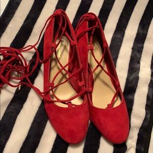 Saks Fifth Avenue Red Lace Up Shoes